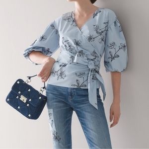 White House Black Market 3/4 Sleeve Poplin Top